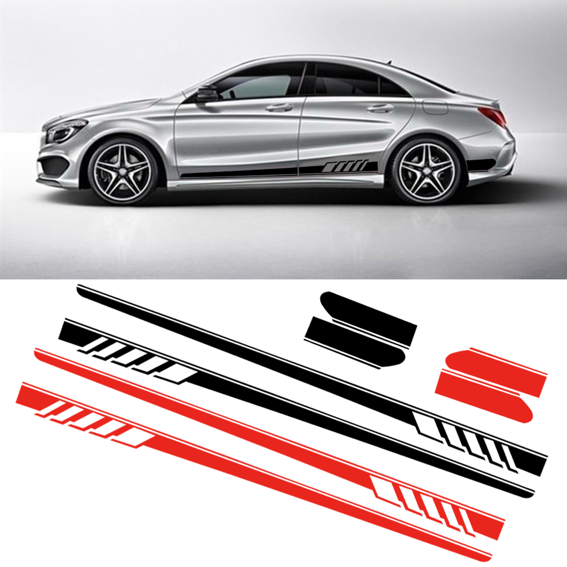 Racing Auto Decal Vinyl Side Body Sport Stripe Car Sticker Fit For ...