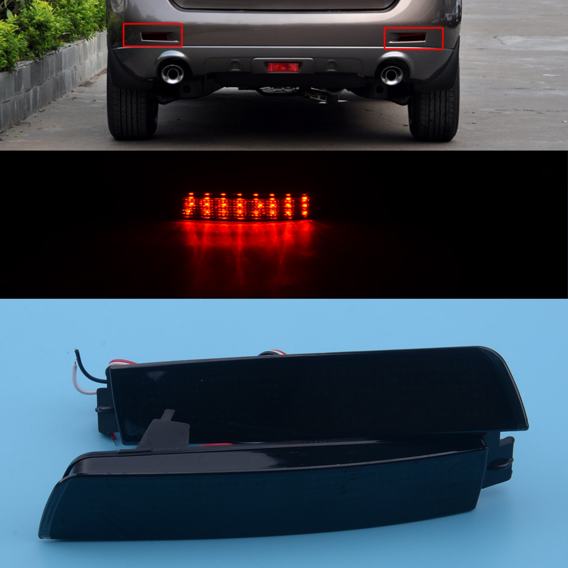 Pcs Led Rear Bumper Reflector Brake Light Fit For Infiniti Nissan Murano Juke Ebay