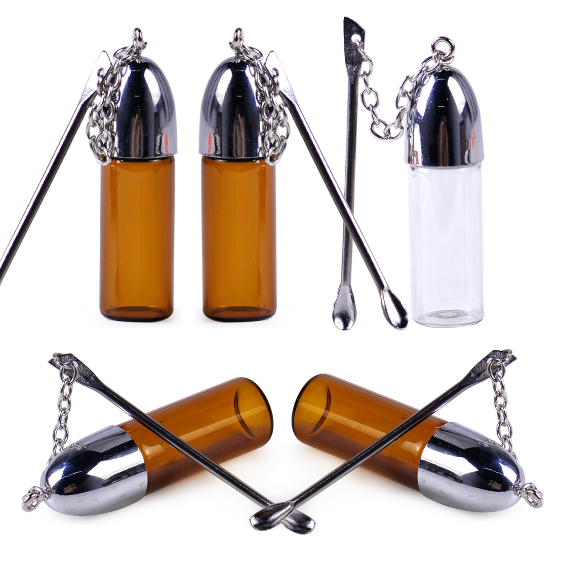 5xGlass Bullet Snorter Snuff Bottle with Metal Spoon Snorter Vial Storage Holder 728360632258 eBay