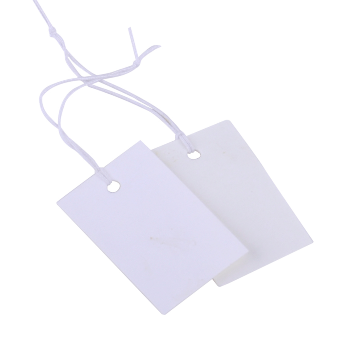 100x Blank White Price Tags w/ Elastic String Strung Merchandise Paper ...