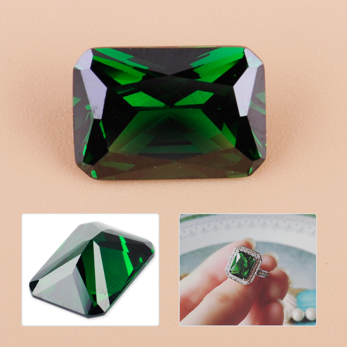 emerald cut green sapphire