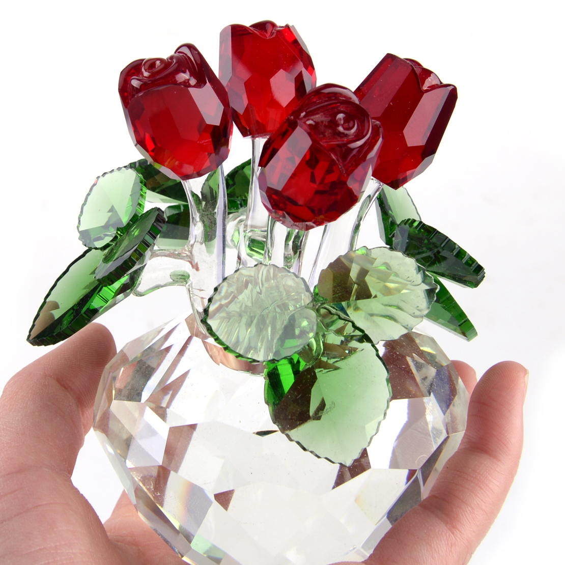 Crystal Flower Figurines Rose Living Room Wedding Mother's Day Gift