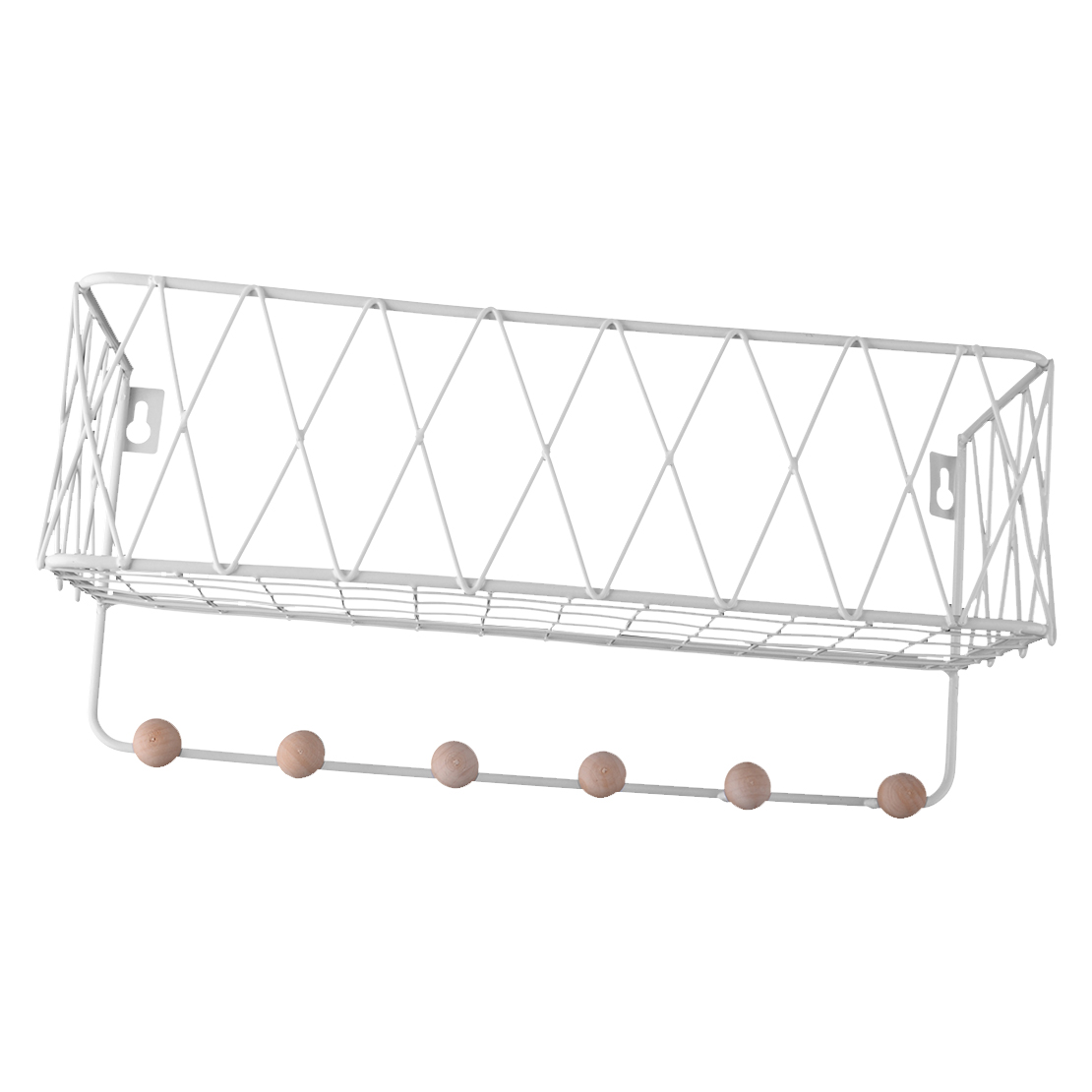 1x Wall Mounted Shelf Wire Rack Storage  Hooks Basket Hanging Key Hanger